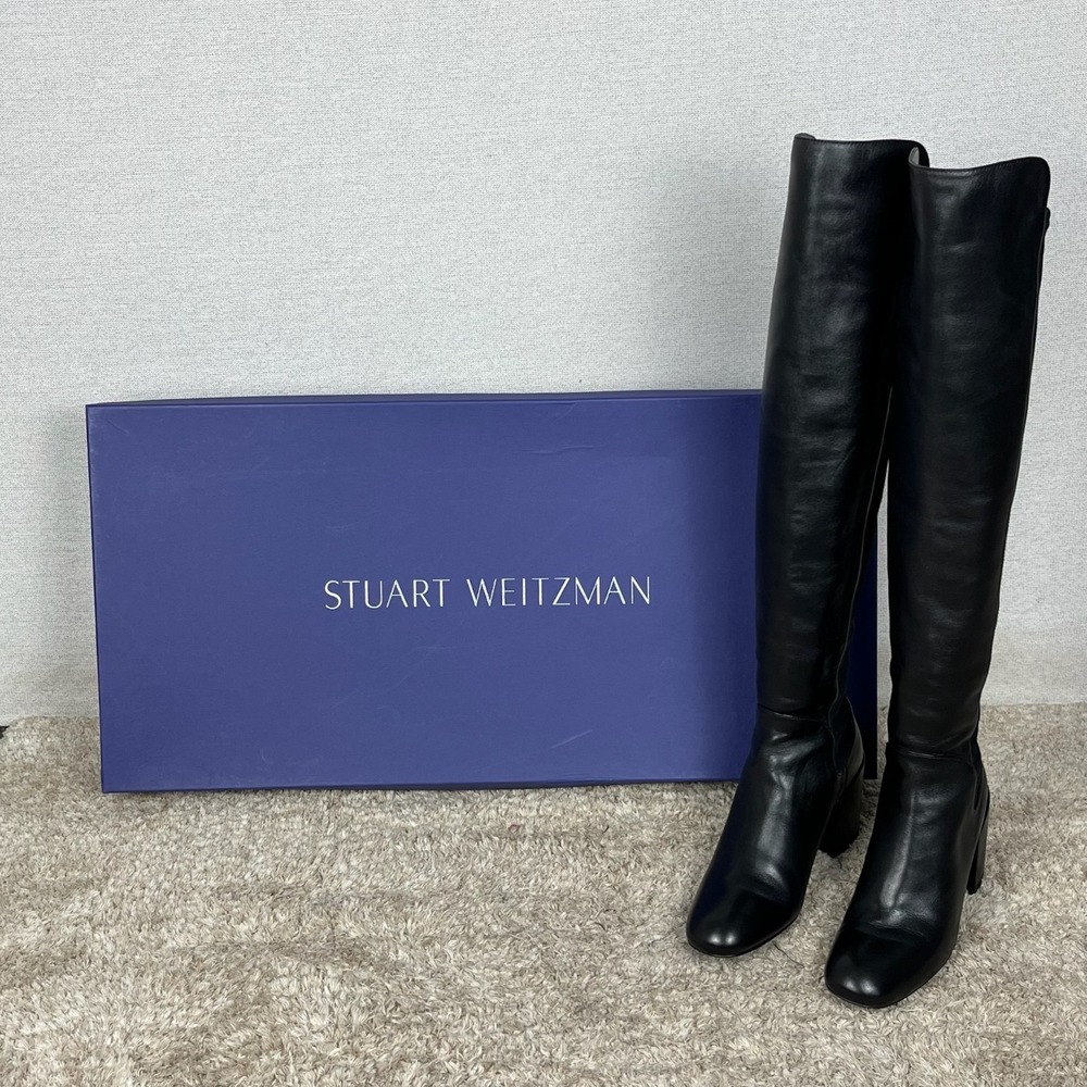Stuart Weitzman 5050 Yuliana Boots Womens 5.5M Black‎ Leather Suede Baddie NIB